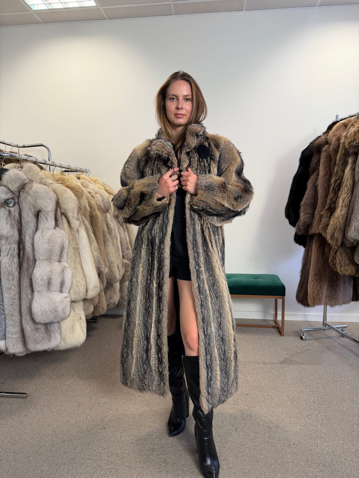 Coyote Fur Coat, Medium, Full Length