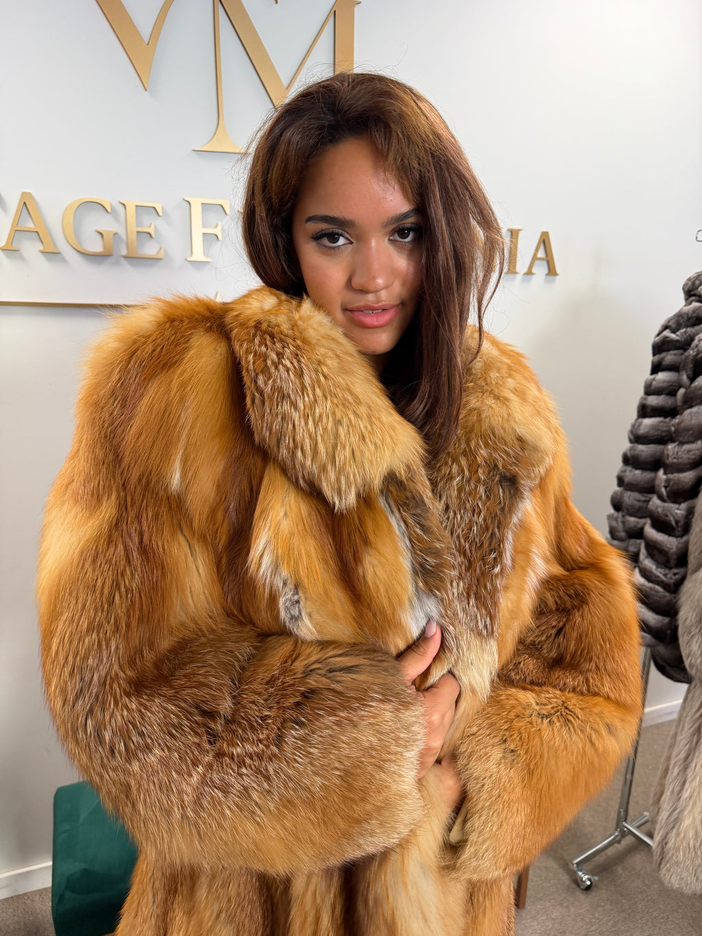Scandinavian Red Fox Fur Coat, Fluffy Luxury, XL