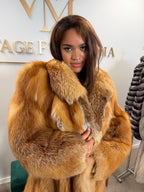 Scandinavian Red Fox Fur Coat, Fluffy Luxury, XL