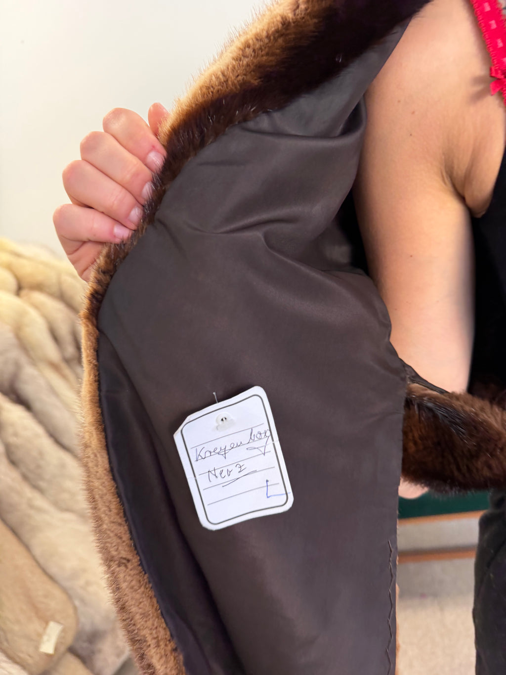 Mink Fur Stole, Whiskey, Luxury 170 cm