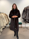 Mink Fur Coat, Dark Brown, Size M