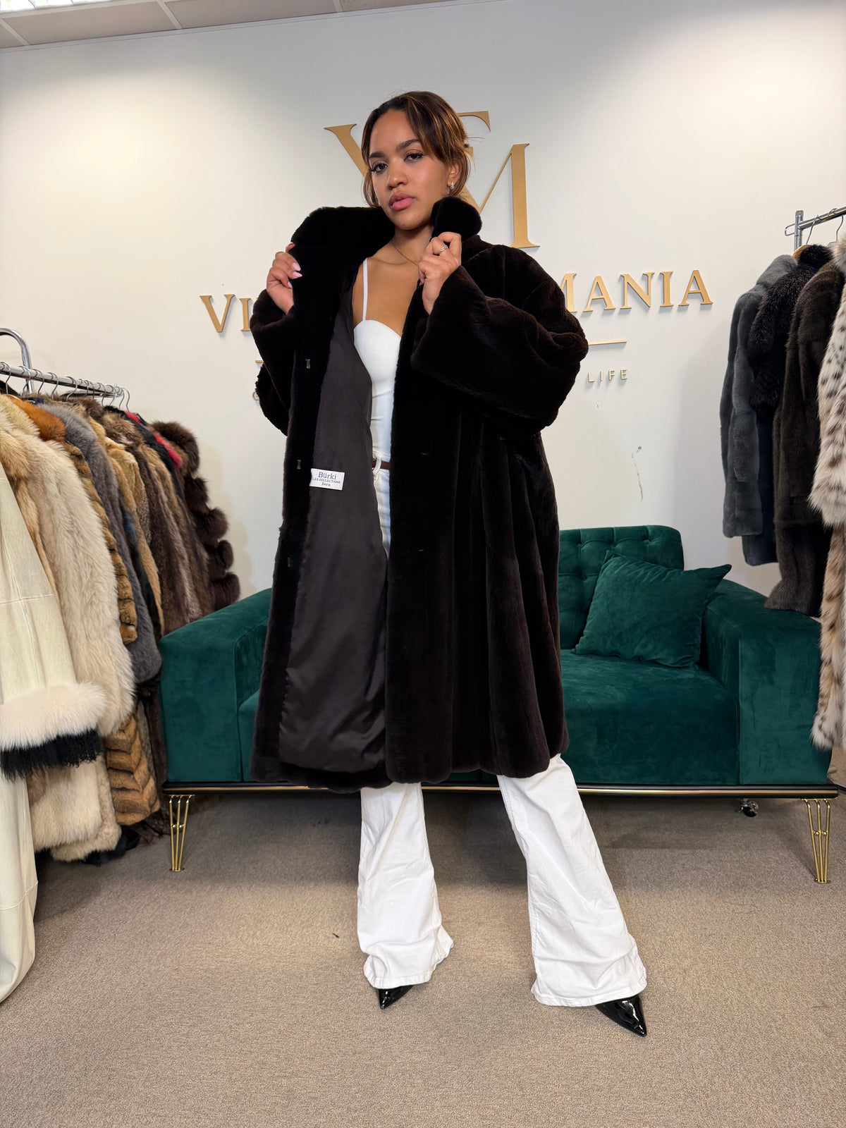 Sheared Black Mink Fur Coat, Fits up to 5XL, Burki Bern