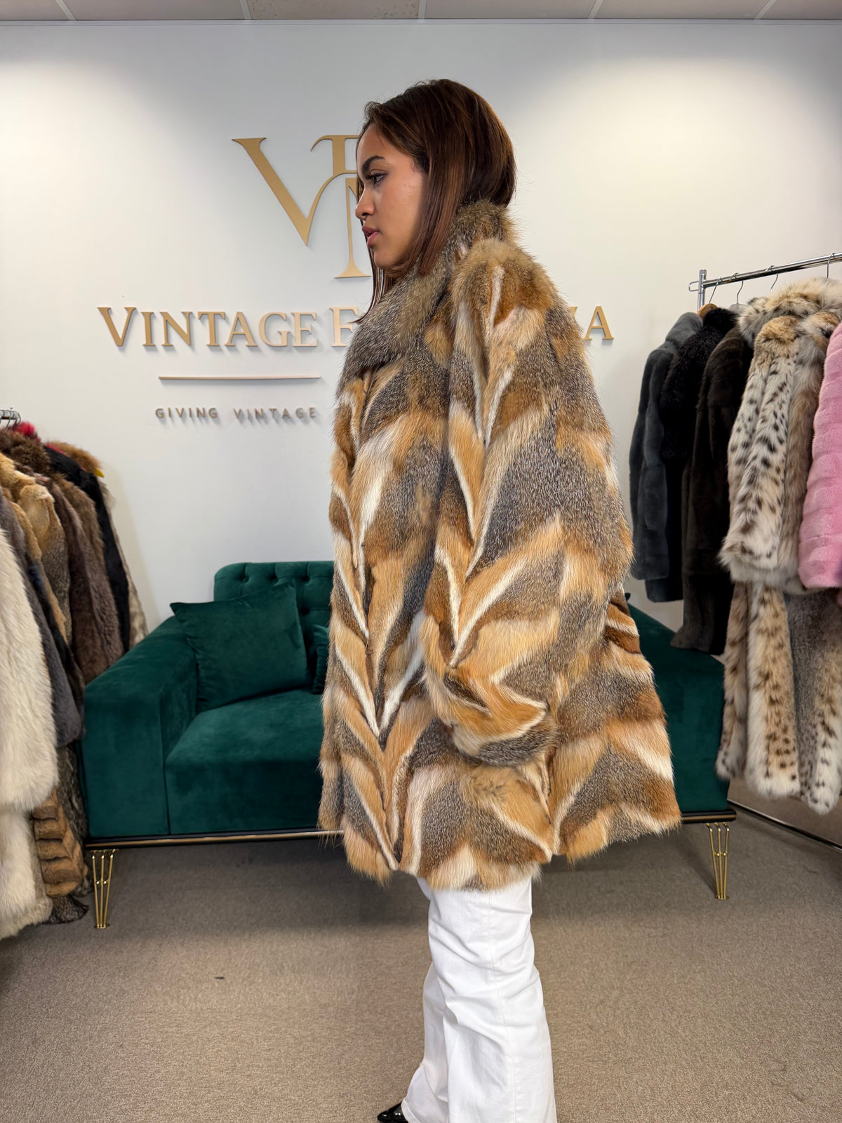 Red Fox Fur Jacket, XL, Pieced