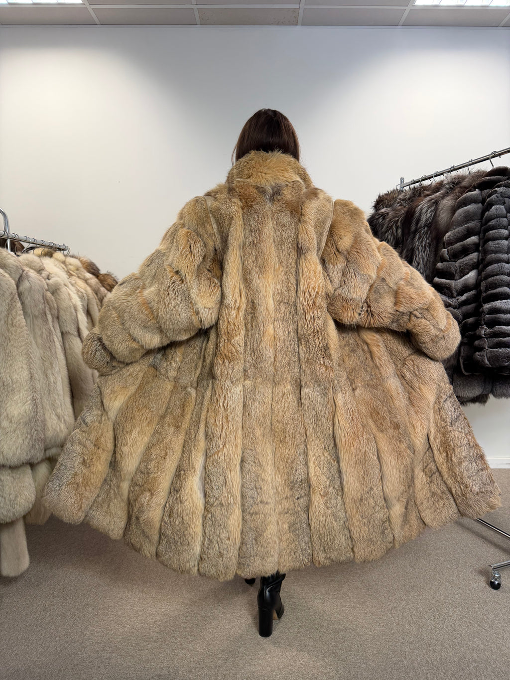 Lynx & Fox Fur Coat, Convertible, Full Length, Size L
