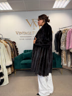 Dark Mink Fur Coat, Large, Swinger, Leather, Designer