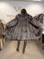 Silver Fox Fur Coat, Large, SAGA, Swinger, Trimmed