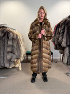 Muskrat Fur Coat, Brown, Full Length, Size S