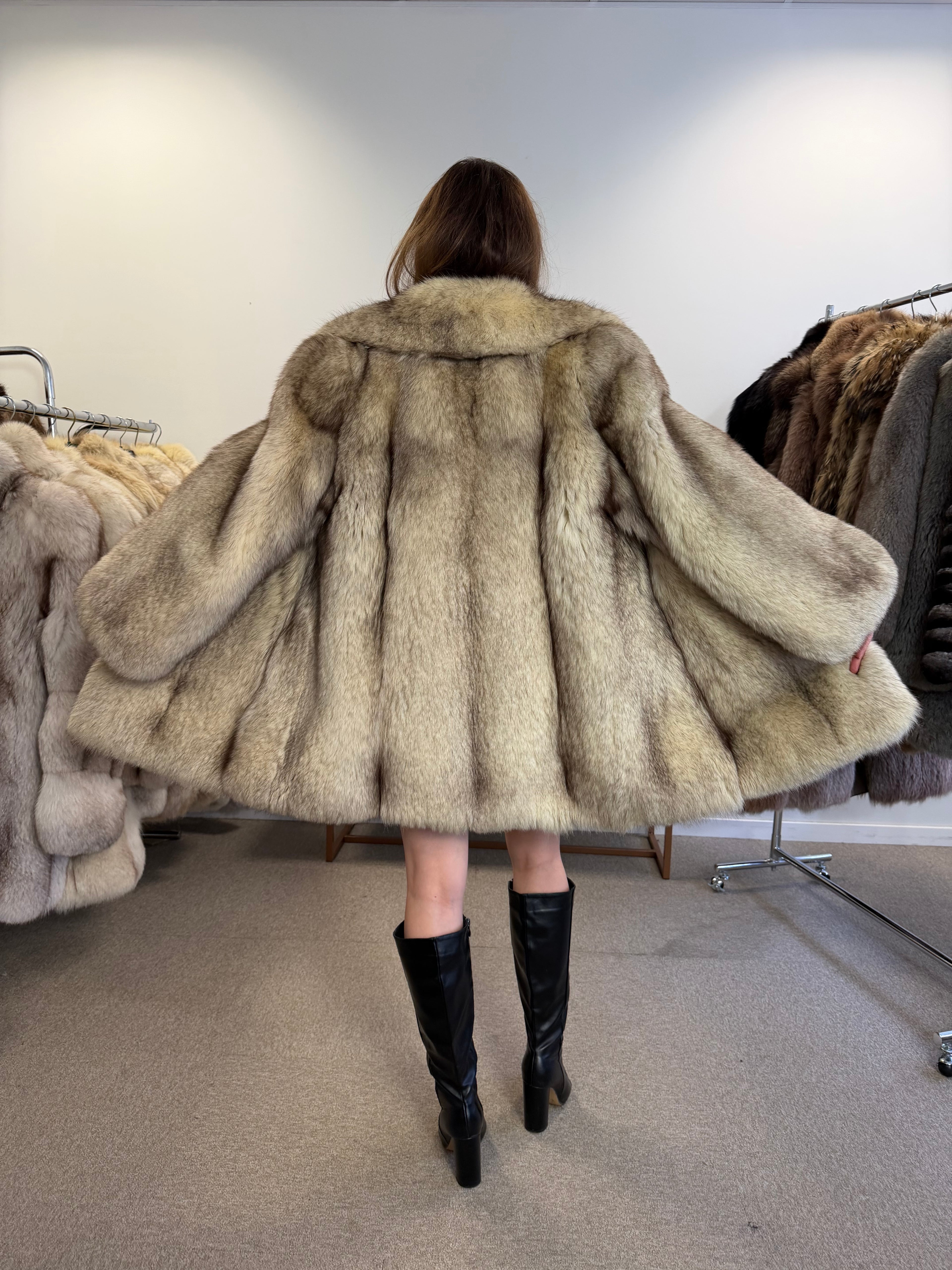 Fox Fur Coat, White Nordic, Size M