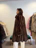 Mink Fur Coat, Brown Swinger, One Size