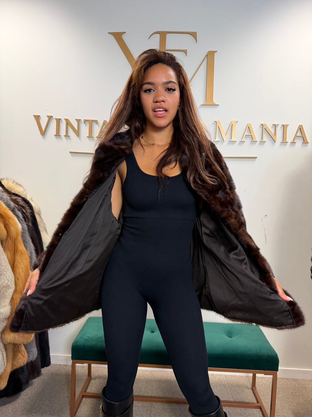 Brown Mink Fur Jacket, XL, Short
