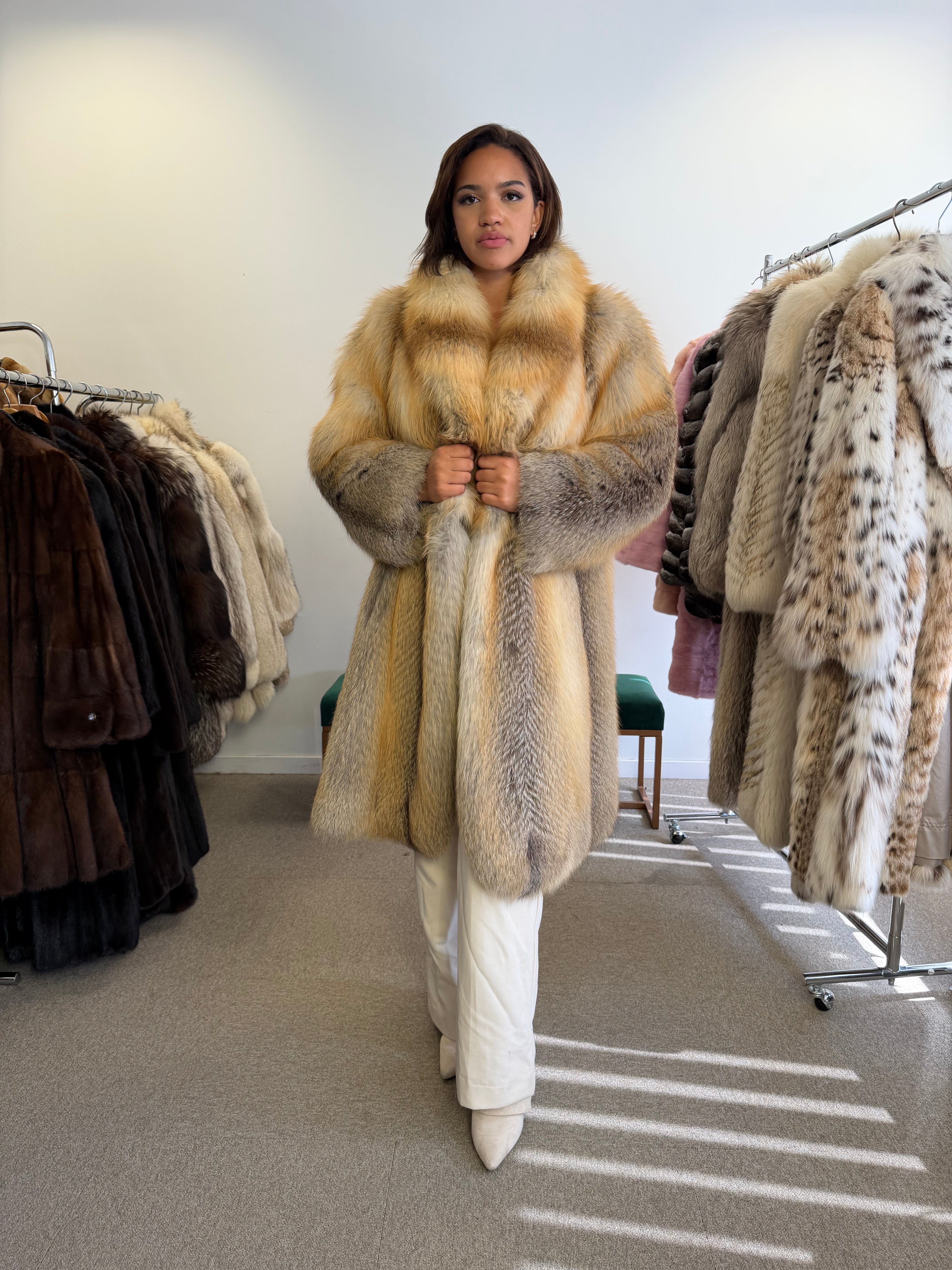 Golden Island Fox Fur Coat, SAGA FOX, luxury XXL