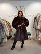 Brown Mink Fur Coat, XL, Single Button Front
