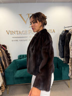 Dark Brown SAGA Mink Fur Jacket, Medium, Short