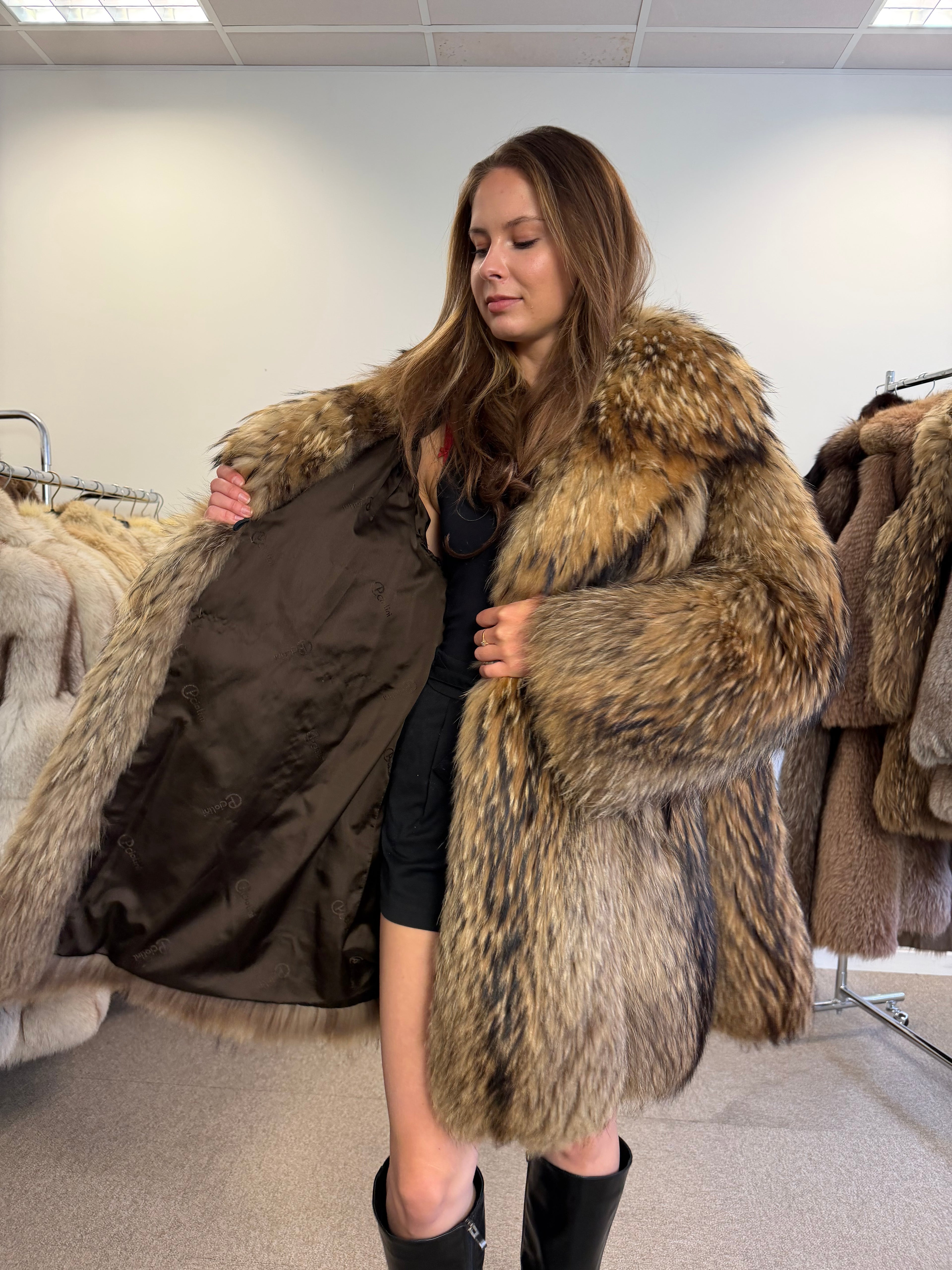 Raccoon Fur Coat, Size XL