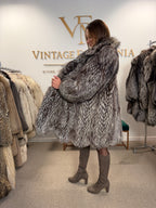 Silver Fox Fur Coat, Large, SAGA, Swinger, Trimmed
