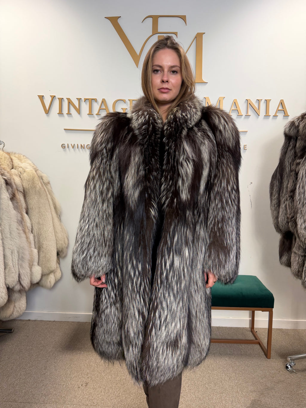 Silver Fox Fur Coat, Large, Ankershoffhem luxury brand