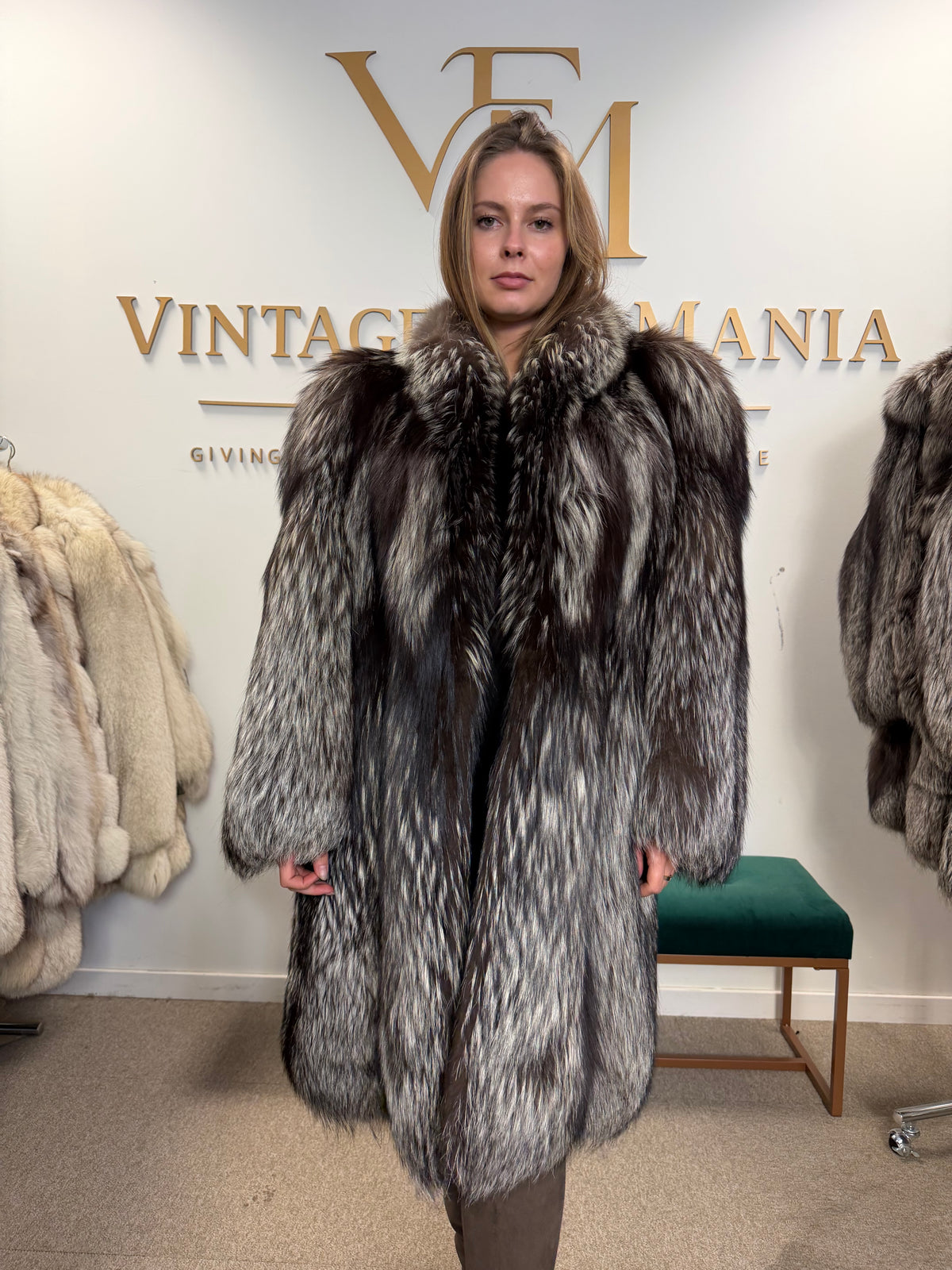 Silver Fox Fur Coat, Large, Ankershoffhem luxury brand