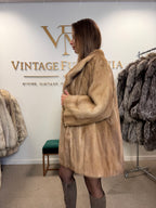 Pastel Mink Fur Jacket, Light Beige, 3XL