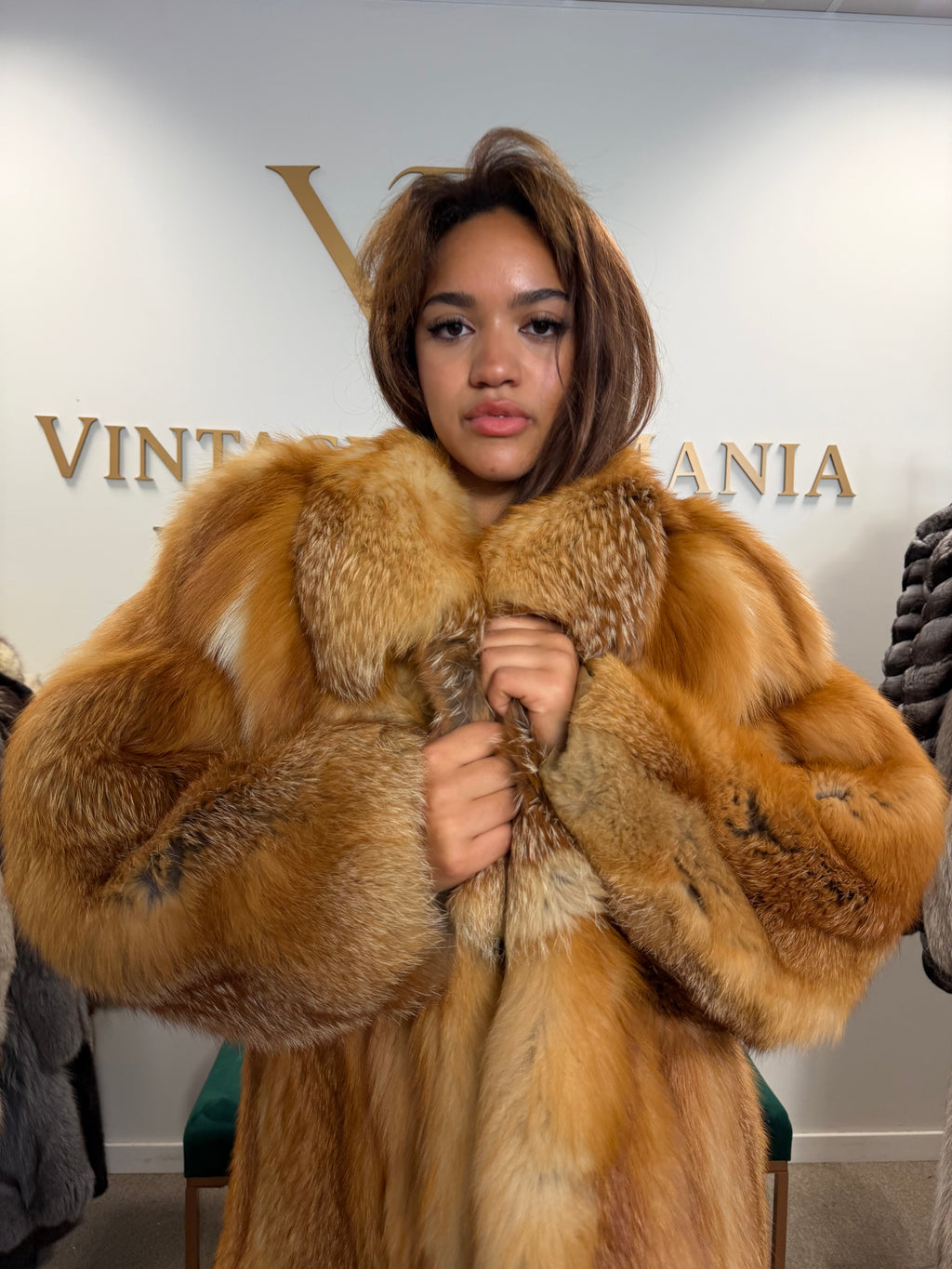 Scandinavian Red Fox Fur Coat, Fluffy Luxury, XL