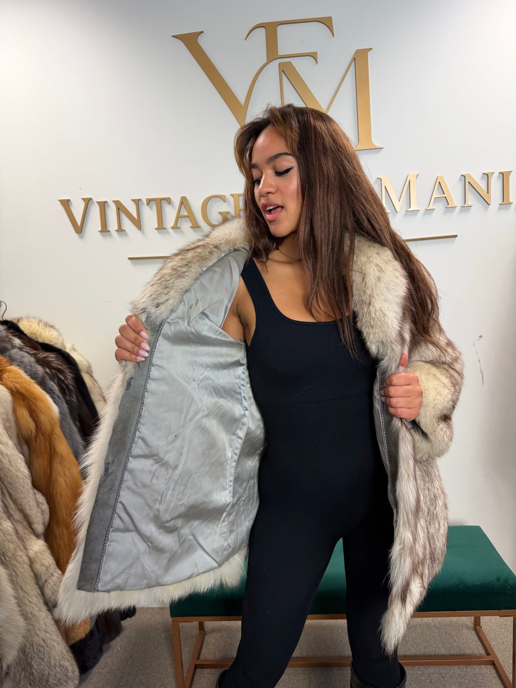 White Fox Fur Jacket, Short, Small