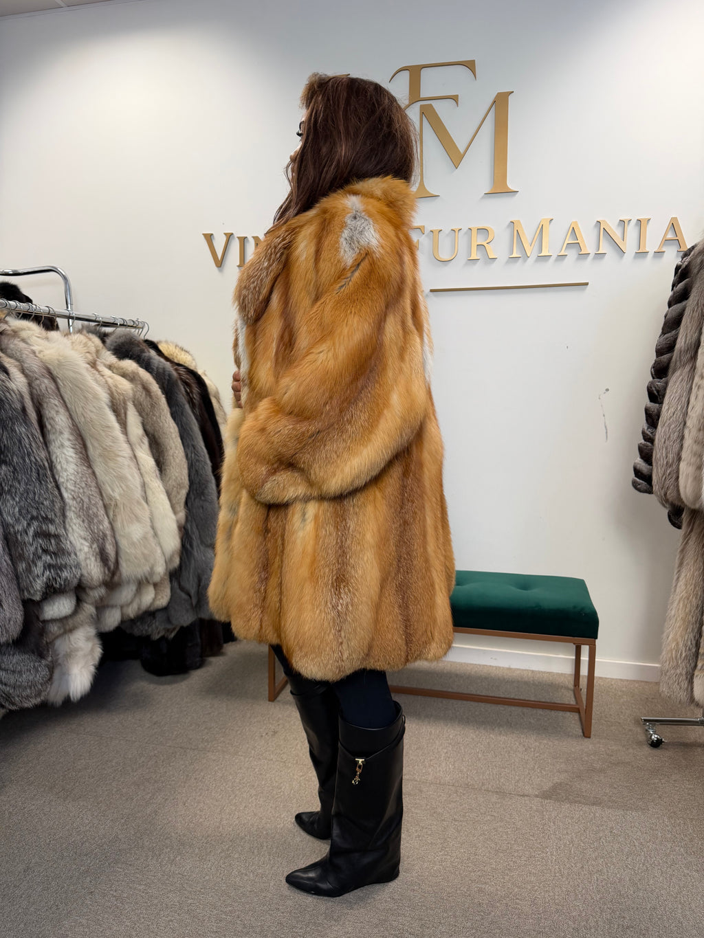 Scandinavian Red Fox Fur Coat, Fluffy Luxury, XL