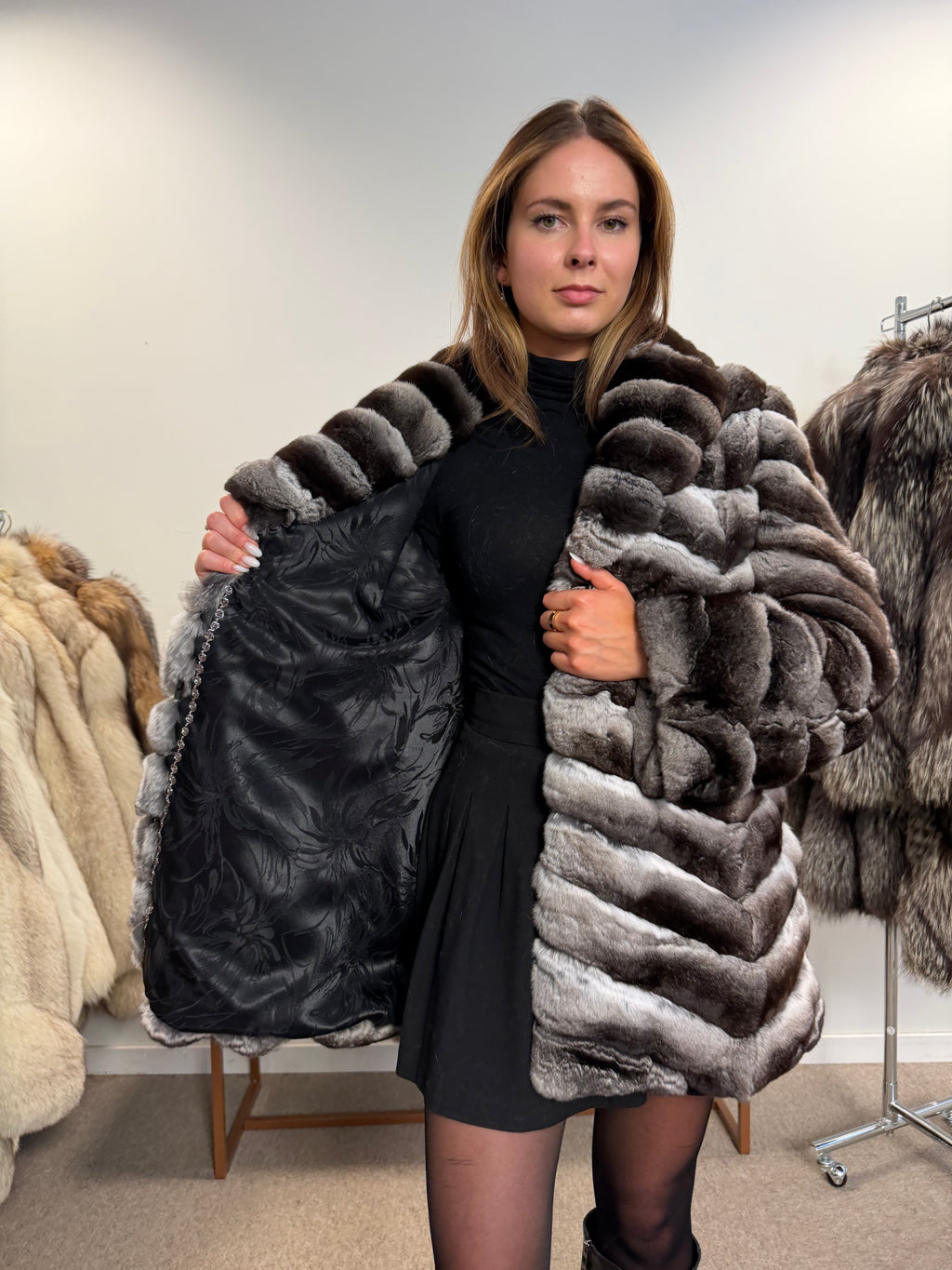 Chinchilla Fur Coat — Large Size, Real Chinchilla Fur