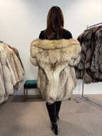 White Nordic Fox Fur Coat, Size L