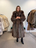 Silver Fox Fur Coat, Full Length, Size M