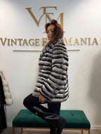 Chinchilla Fur Jacket, Grey, Medium, New Handmade
