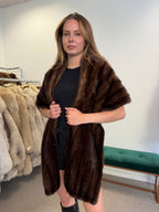 Mink Fur Stole, Dark Brown, Thick 200 cm