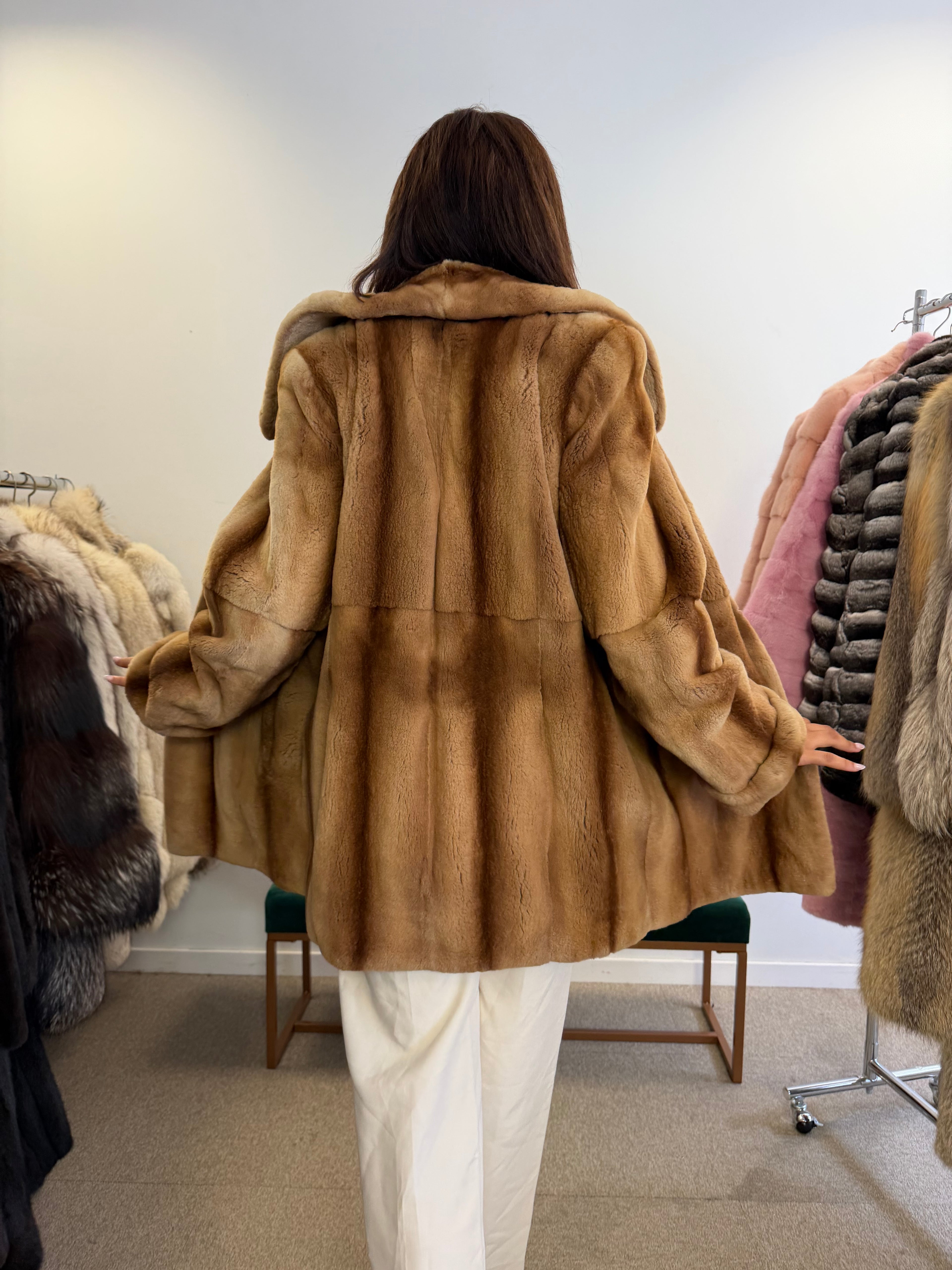 Mink Fur Jacket, Whiskey Sheared, Size M