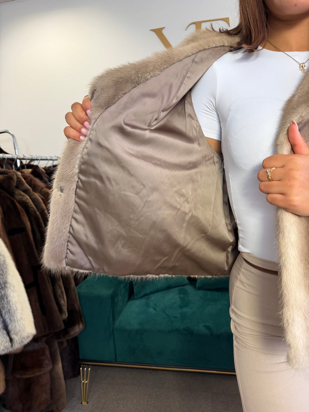 Short Grey Mink Fur Jacket, Large