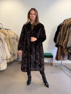 Brown Mink Fur Coat, Pieced, Full Length, Medium