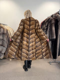 Muskrat Fur Coat, Brown, Full Length, Size S
