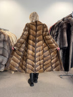 Muskrat Fur Coat, Brown, Full Length, Size S