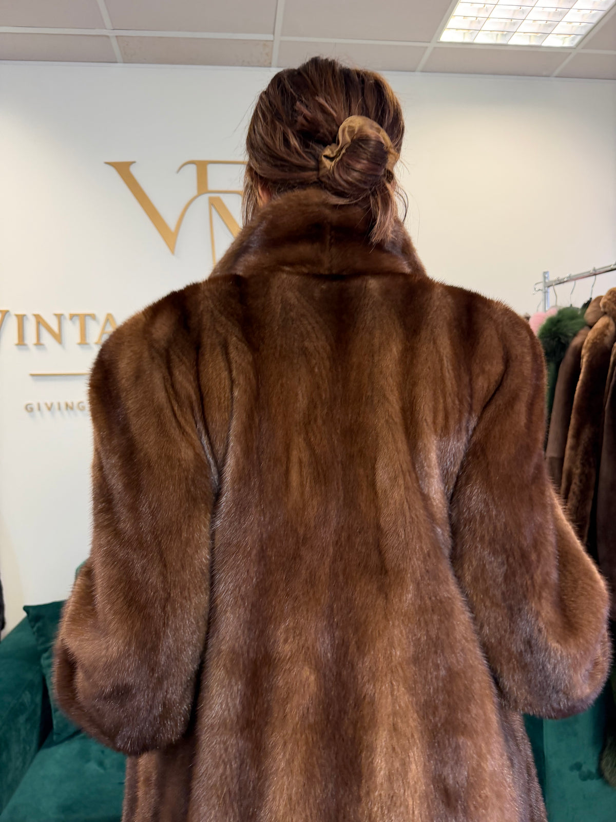 Brown Thick Mink Fur Coat, XL, Flexible