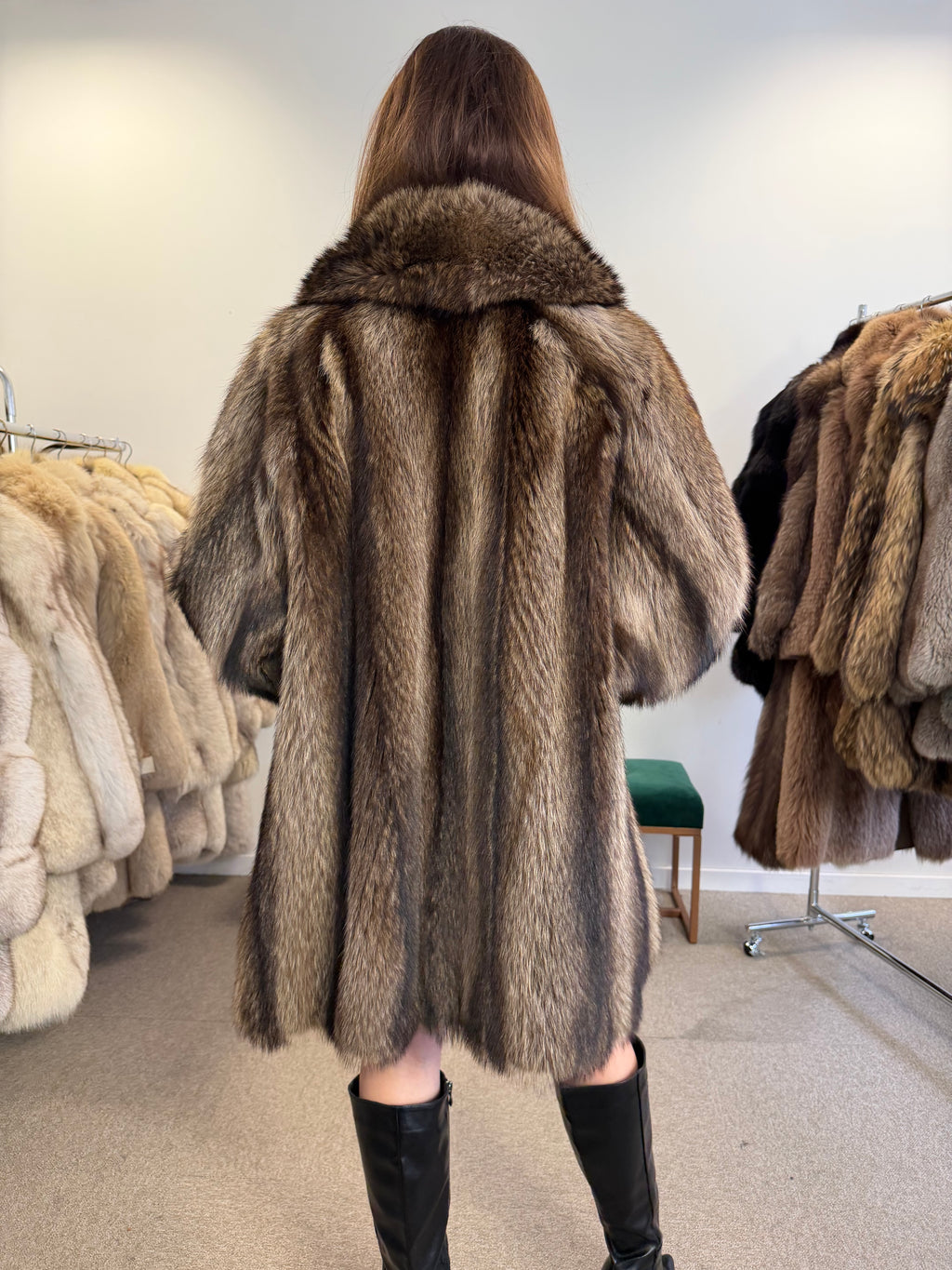 Raccoon Fur Coat, Size XL