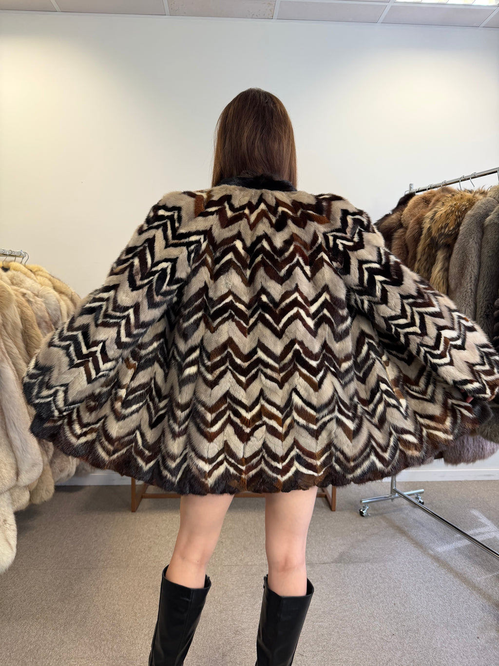 Unique Mink Fur Jacket, Mixed Pelt, speacial Design