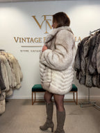 White Fox Fur Coat, Medium, Trimmed