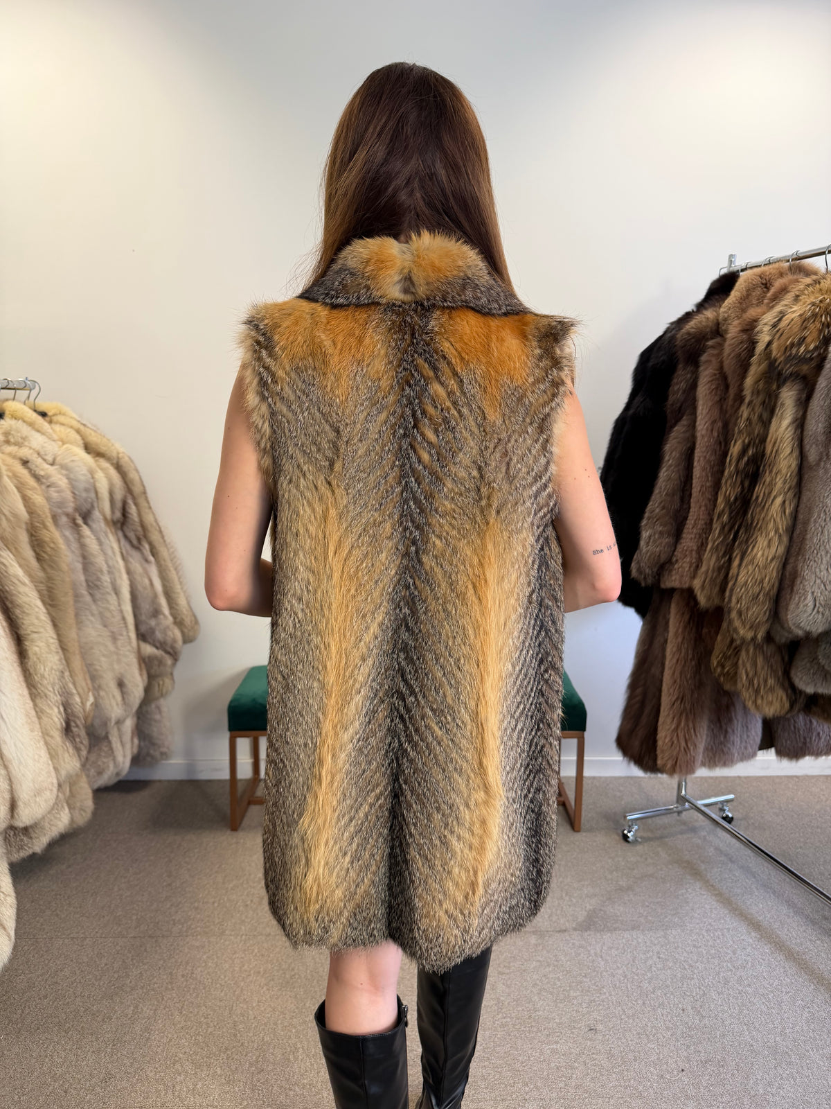 Grey Fox Fur Vest, Small, Fluffy