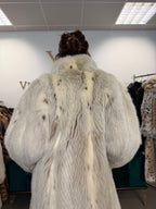 White Lynx Fox Fur Coat, Large, Full Length