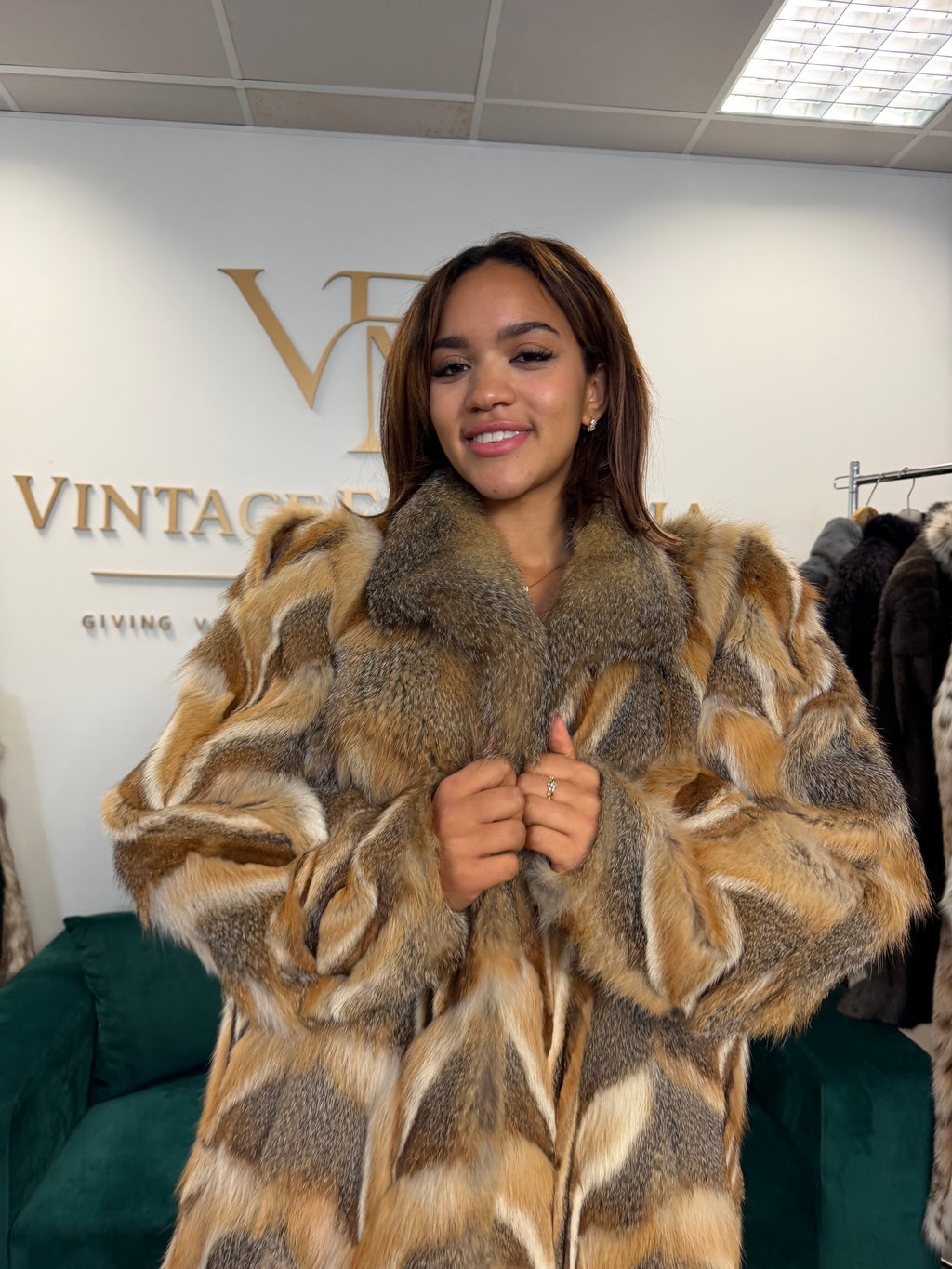 Red Fox Fur Jacket, XL, Pieced