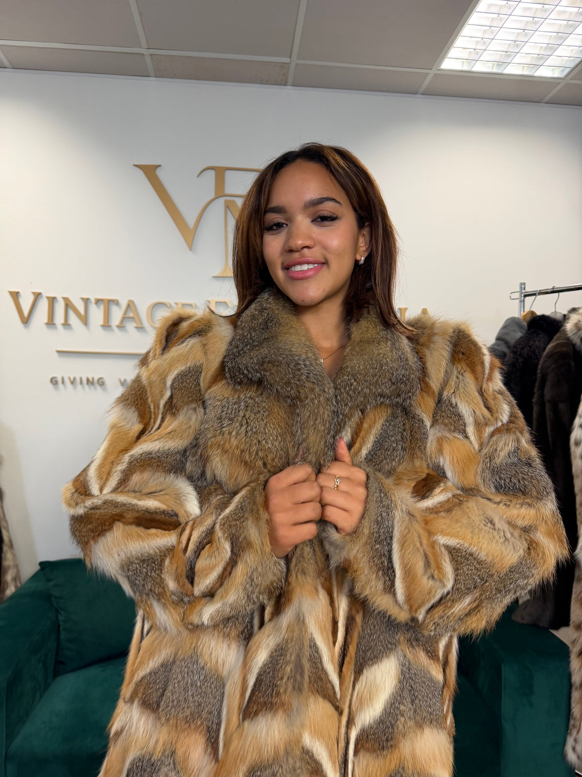 Red Fox Fur Jacket, XL, Pieced