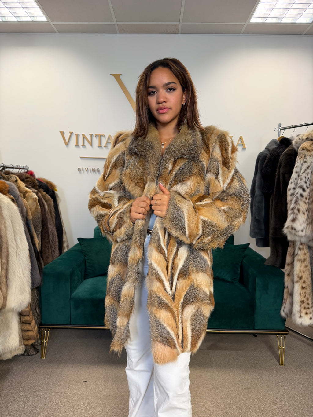 Red Fox Fur Jacket, XL, Pieced