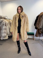 Blue Fox Fur Coat, Golden Reflection, Size S