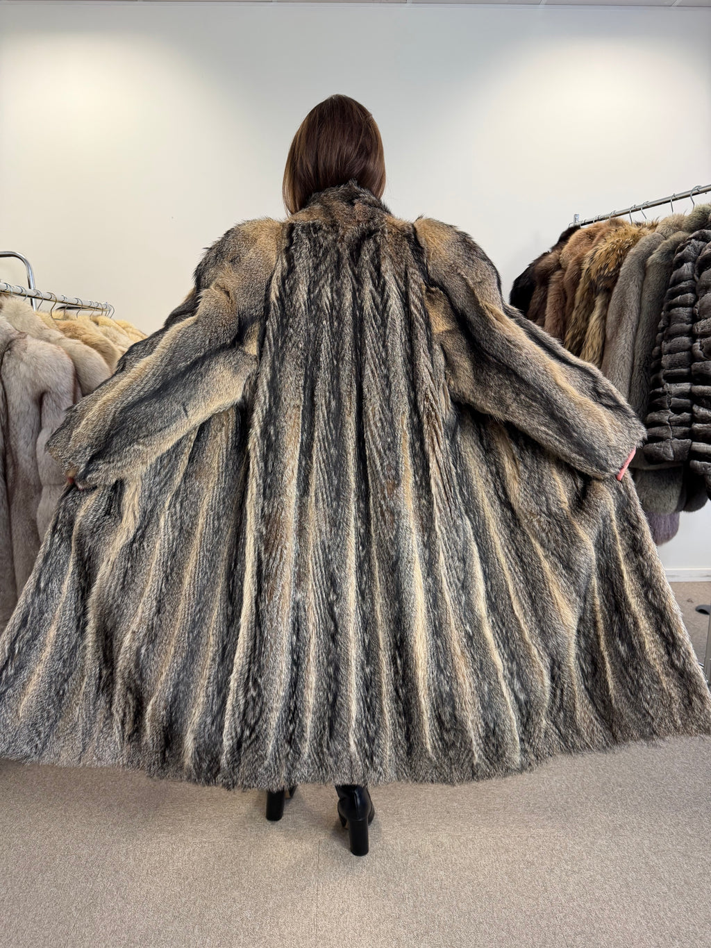 Coyote Fur Coat, Medium, Full Length