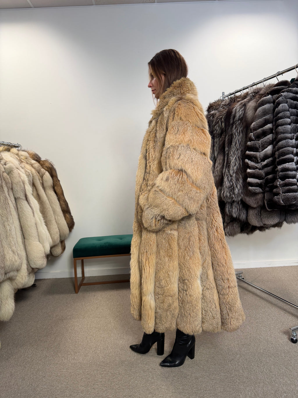 Lynx & Fox Fur Coat, Convertible, Full Length, Size L