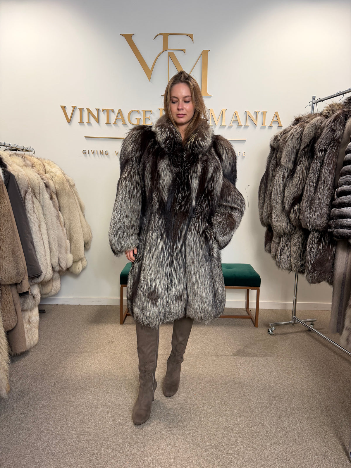 Silver Fox Fur Coat, Large, Ankershoffhem luxury brand