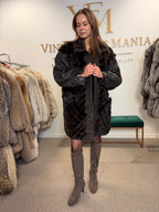 Dark Brown Mink Fur Jacket, Medium, Leather