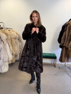 Brown Mink Fur Coat, Pieced, Full Length, Medium